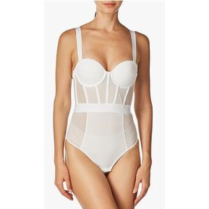 DKNY Womens 34DD Sheer White One Piece Bodysuit